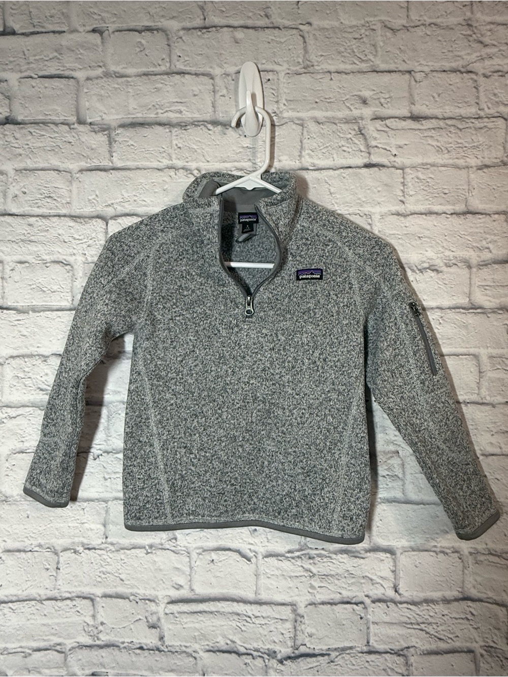 Patagonia Kids' Light Gray Better Sweater 1/4 Zip, Small (7/8)